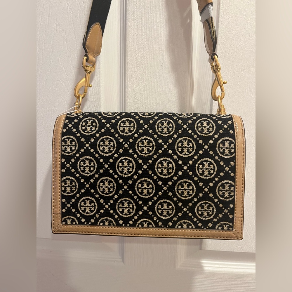 VERY RARE Tory Burch Eel Leather Chenille T Monogram Crossbody Shoulder bag - Picture 3 of 14